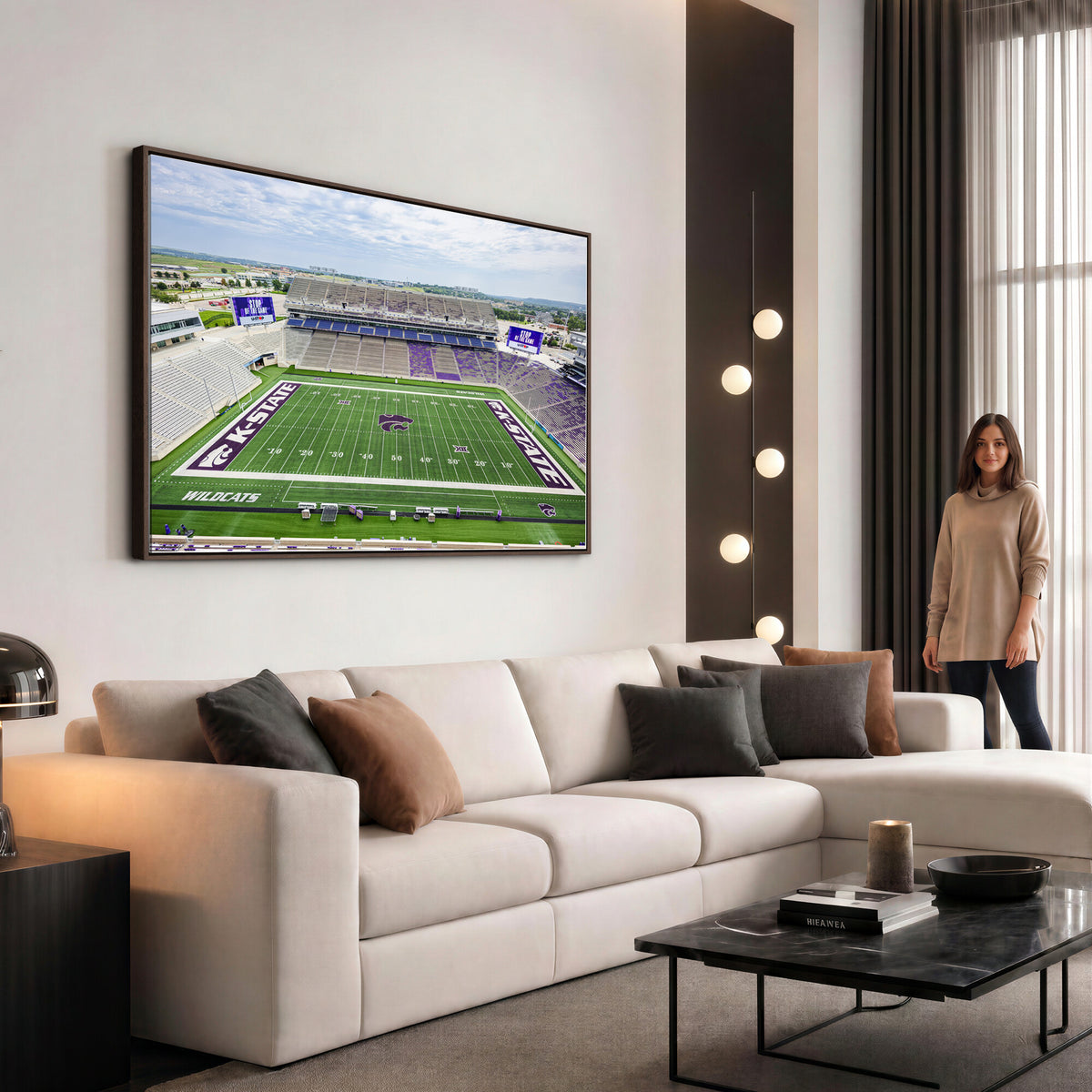 29452-MGV-CV-36X24 - KState Wildcats Football Team Print - Manhattan Bill Snyder Family Football Stadium Wall Art Canvas