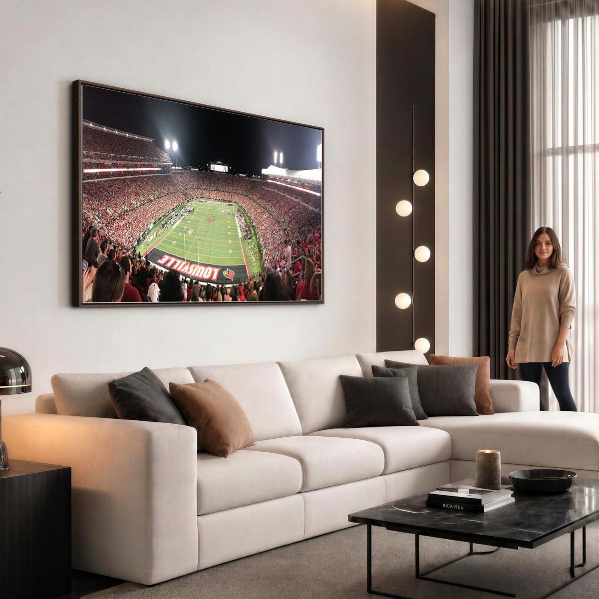 52267-MGV-CV-36X24 - University of Louisville Cardinals Football Team Print - Louisville Cardinal Stadium Wall Art Canvas
