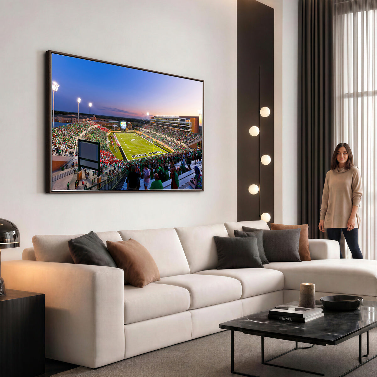 25916-MGV-CV-36X24 - University of North Texas Mean Green Football Team Print - Denton DATCU Stadium Canvas Print Wall