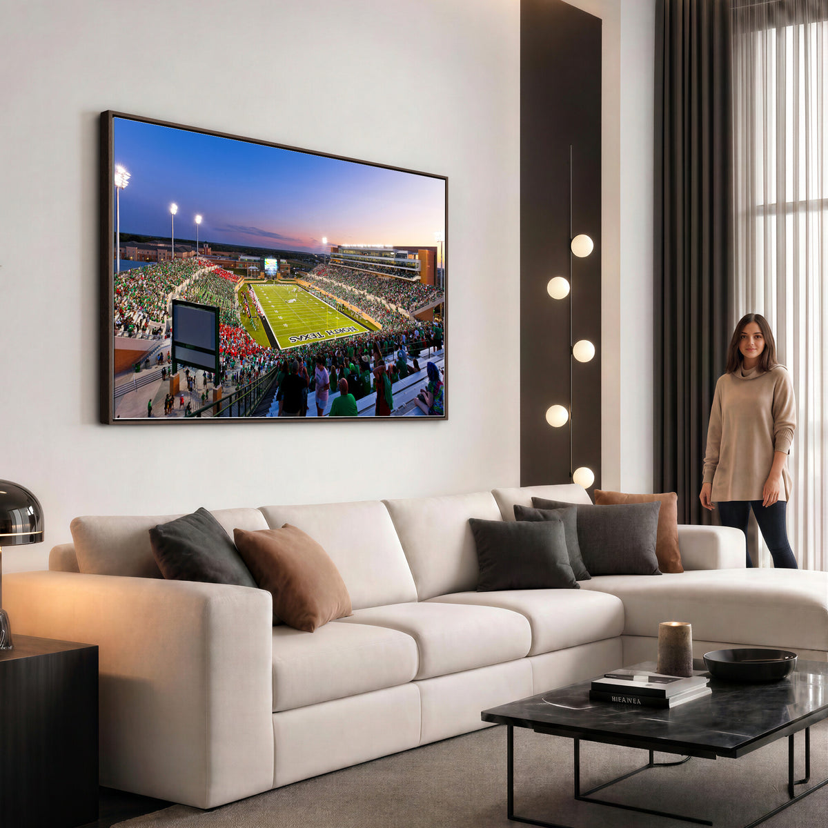 81582-MGV-CV-36X24 - University of North Texas Mean Green Football Team Print - Denton DATCU Stadium Wall Art Canvas