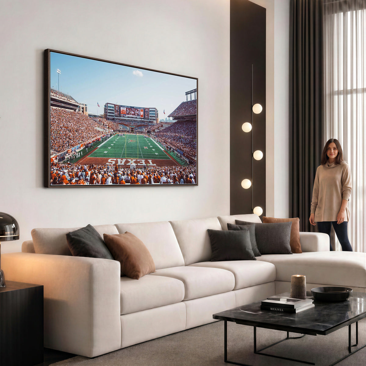 14826-MGV-CV-36X24 - Framed Texas Memorial Stadium Canvas, University of Texas Longhorns Football Team Print - Austin