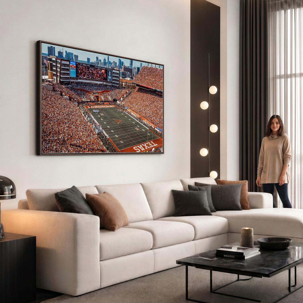 92103-MGV-CV-36X24 - University of Texas Longhorns Football Team Print - Austin Darrell K Royal-Texas Memorial Stadium