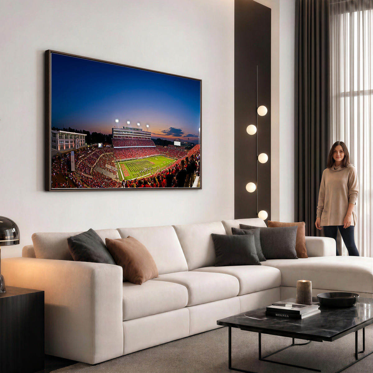76202-MGV-CV-36X24 - Wolfpack Football Team Wall Art Print - Raleigh Carter-Finley Stadium Wall Art Canvas Print