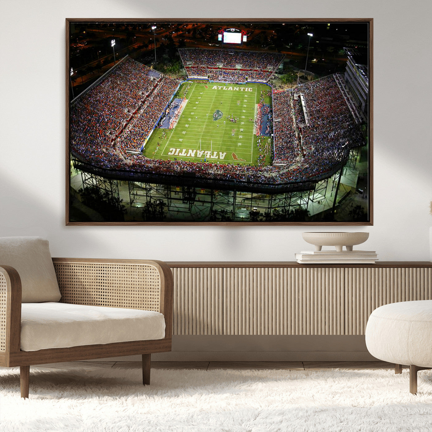 MGV-FC-36X24 - Florida Atlantic University Owls Football Team Print - Boca Raton FAU Stadium Wall Art Canvas Print