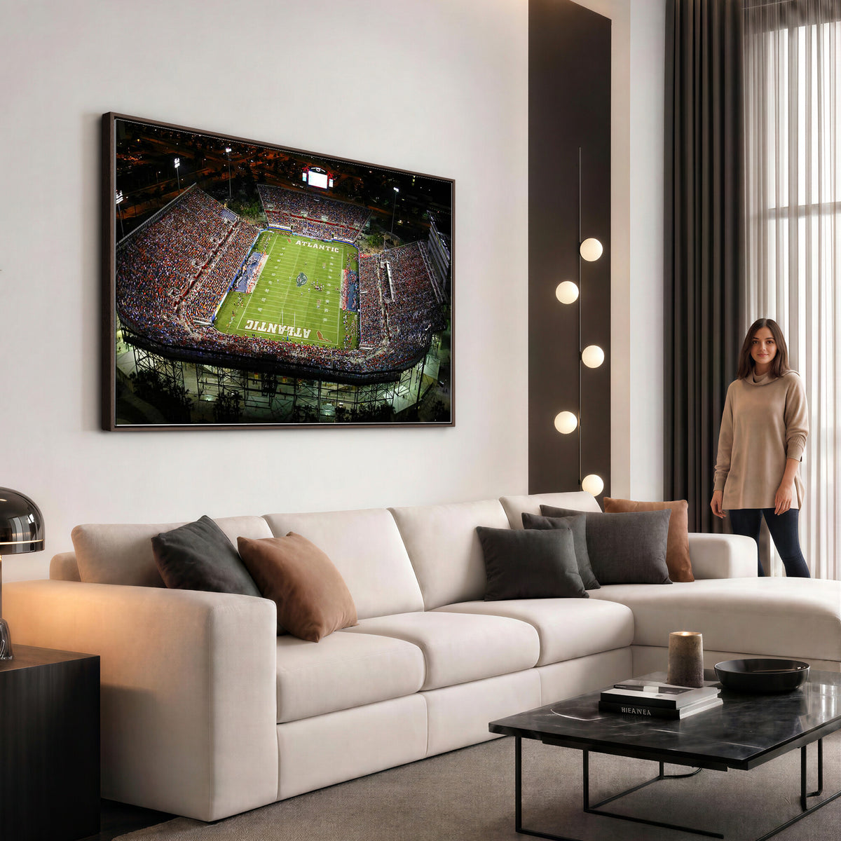 72354-MGV-CV-36X24 - Florida Atlantic University Owls Football Team Print - Boca Raton FAU Stadium Wall Art Canvas Print