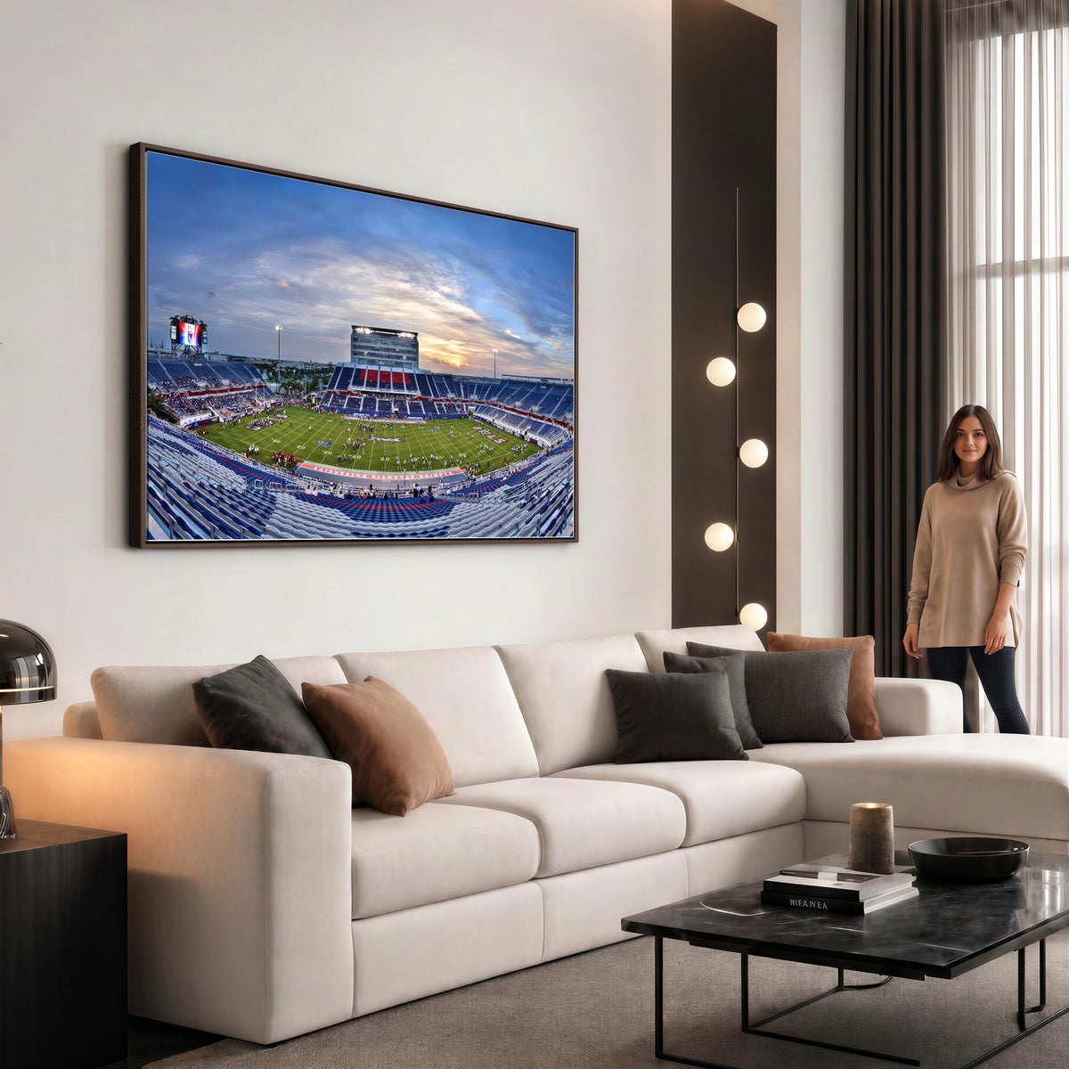 69559-MGV-CV-36X24 - Florida Atlantic University Owls Football Team Print - Boca Raton FAU Stadium Wall Art Canvas Print