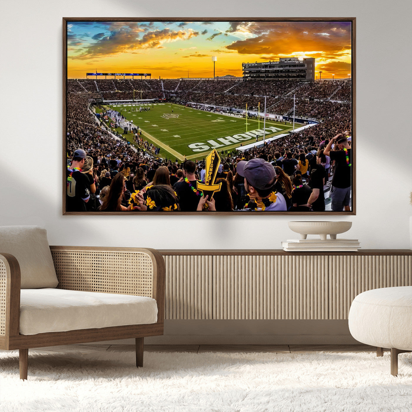MGV-FC-36X24 - UCF Knights Football Team Print - Orlando FBC Mortgage Stadium, UCF Knights Wall Art Canvas Print