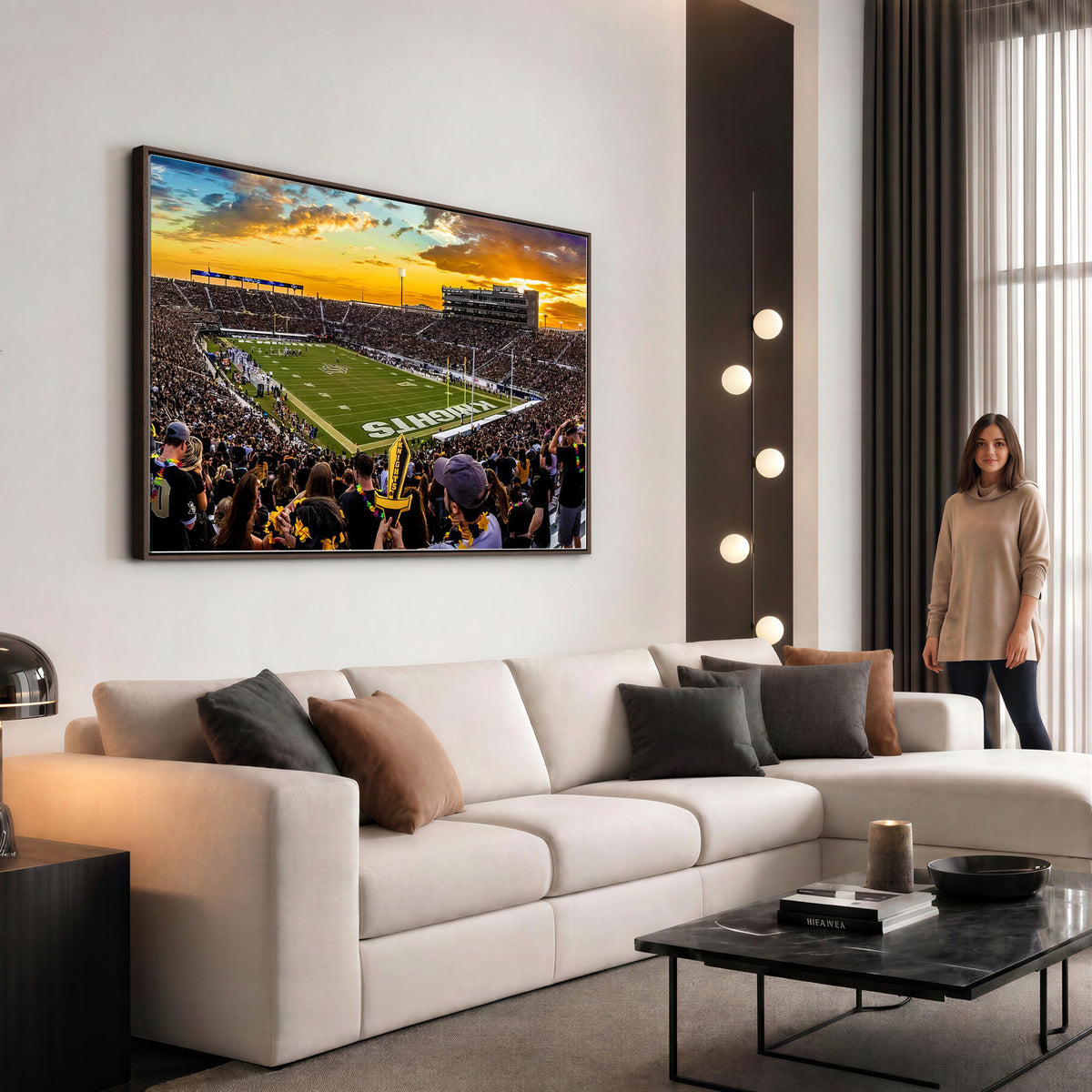 66803-MGV-CV-36X24 - UCF Knights Football Team Print - Orlando FBC Mortgage Stadium, UCF Knights Wall Art Canvas Print