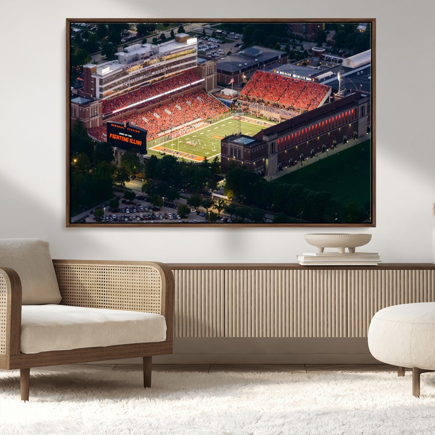 MGV-FC-36X24 - University of Illinois Fighting Illini Football Team Print - Champaign Illinois Memorial Stadium