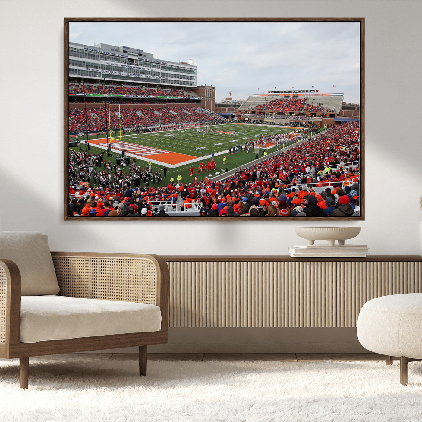 MGV-FC-36X24 - University of Illinois Fighting Illini Football Team Print - Champaign Illinois Memorial Stadium