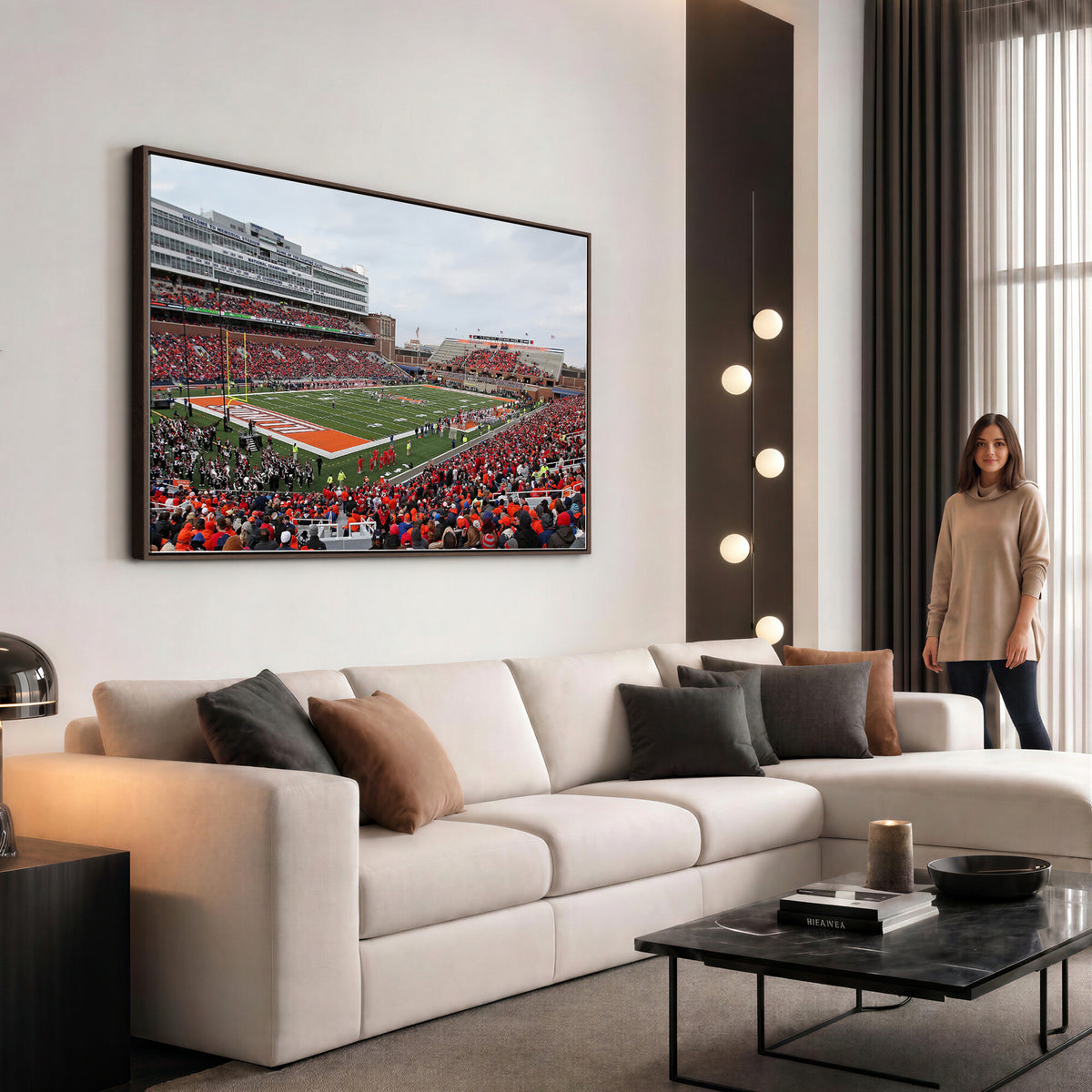 86851-MGV-CV-36X24 - University of Illinois Fighting Illini Football Team Print - Champaign Illinois Memorial Stadium