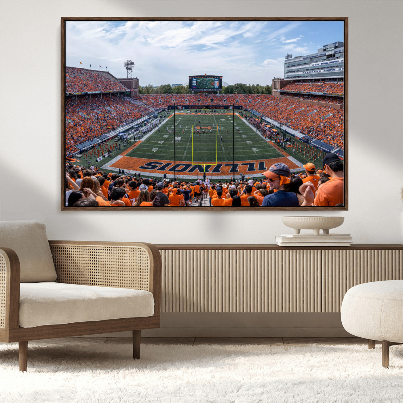 MGV-FC-36X24 - University of Illinois Fighting Illini Football Team Print Canvas - Champaign Illinois Memorial