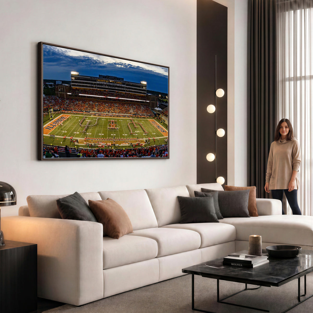 44513-MGV-CV-36X24 - University of Illinois Fighting Illini Football Team Print - Champaign Illinois Memorial Stadium