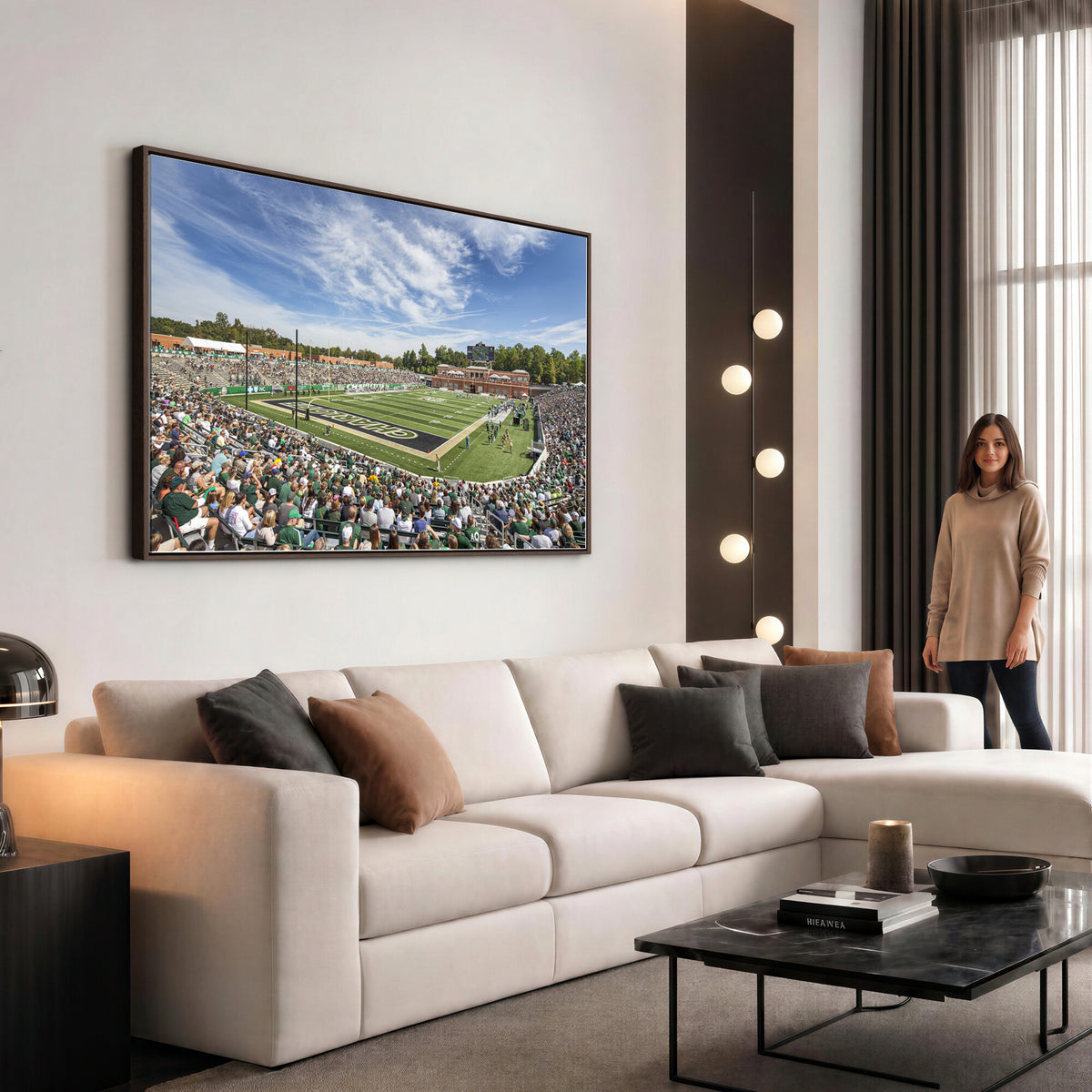 67799-MGV-CV-36X24 - University of Charlotte 49ers Football Team Print - Charlotte Jerry Richardson Stadium Canvas Print