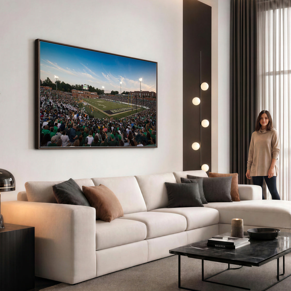 12290-MGV-CV-36X24 - University of Charlotte 49ers Football Team Print - Charlotte Jerry Richardson Stadium Wall Art