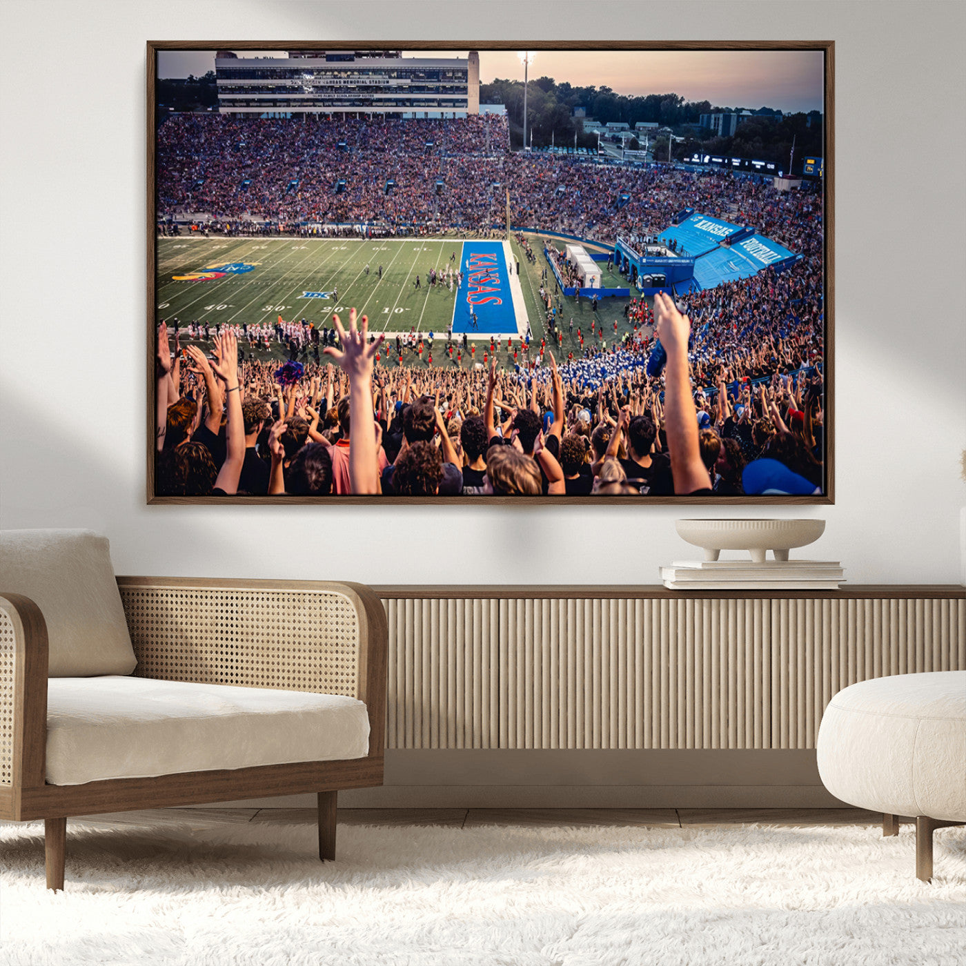 MGV-FC-36X24 - University of Kansas Jayhawks Football Team Art Print - Lawrence Kansas Memorial Stadium Wall Art