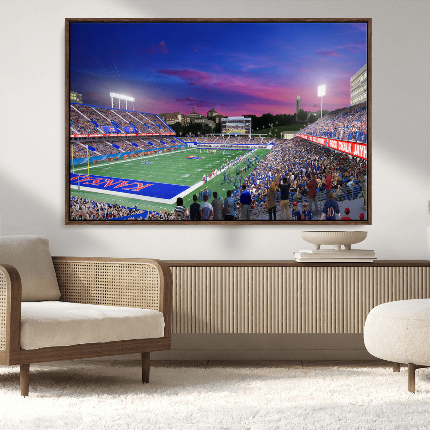 MGV-FC-36X24 - University of Kansas Jayhawks Football Team Print Canvas- Lawrence Kansas Memorial Stadium Wall Art