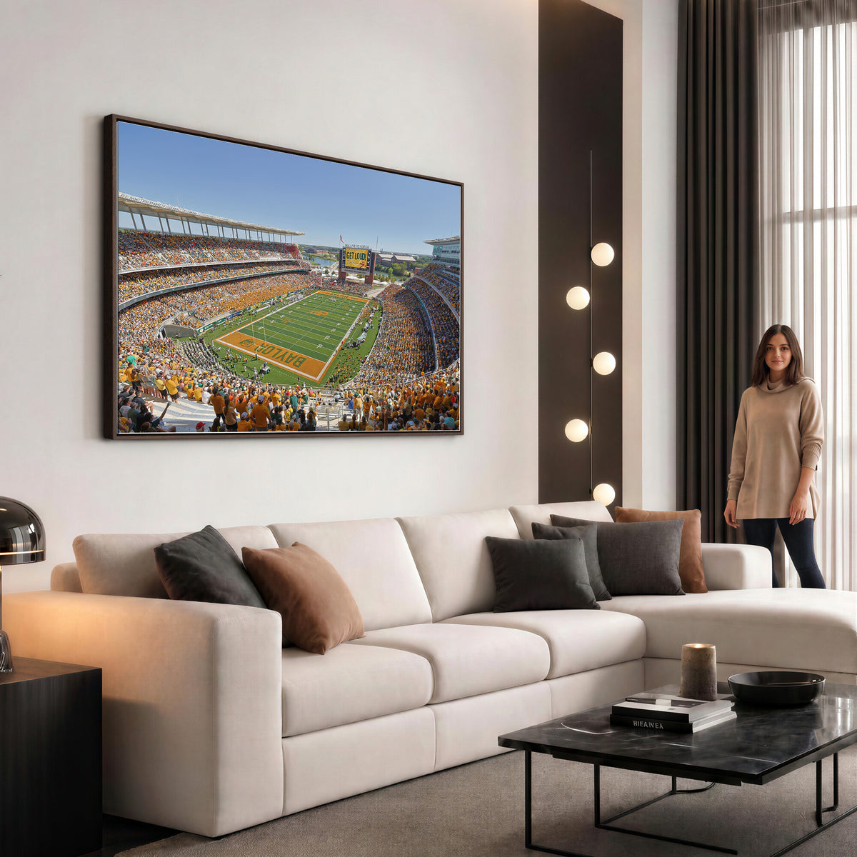 49912-MGV-CV-36X24 - Baylor University Bears Football Team Print - Waco McLane Stadium Wall Art Canvas Print
