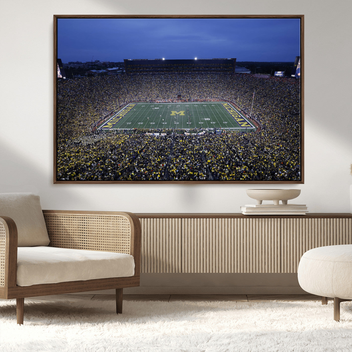 MGV-FC-36X24 - University of Michigan Wolverines Football Team Print - Ann Arbor Michigan Stadium Wall Art Canvas