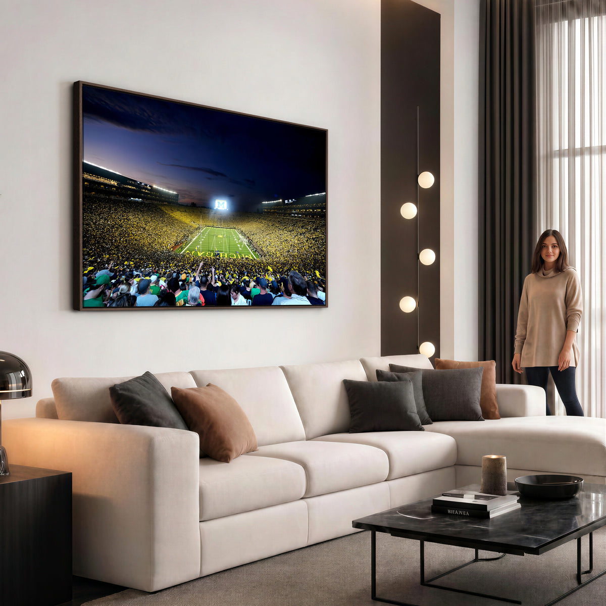 22115-MGV-CV-36X24 - University of Michigan Wolverines Football Team Print - Ann Arbor Michigan Stadium Canvas Print