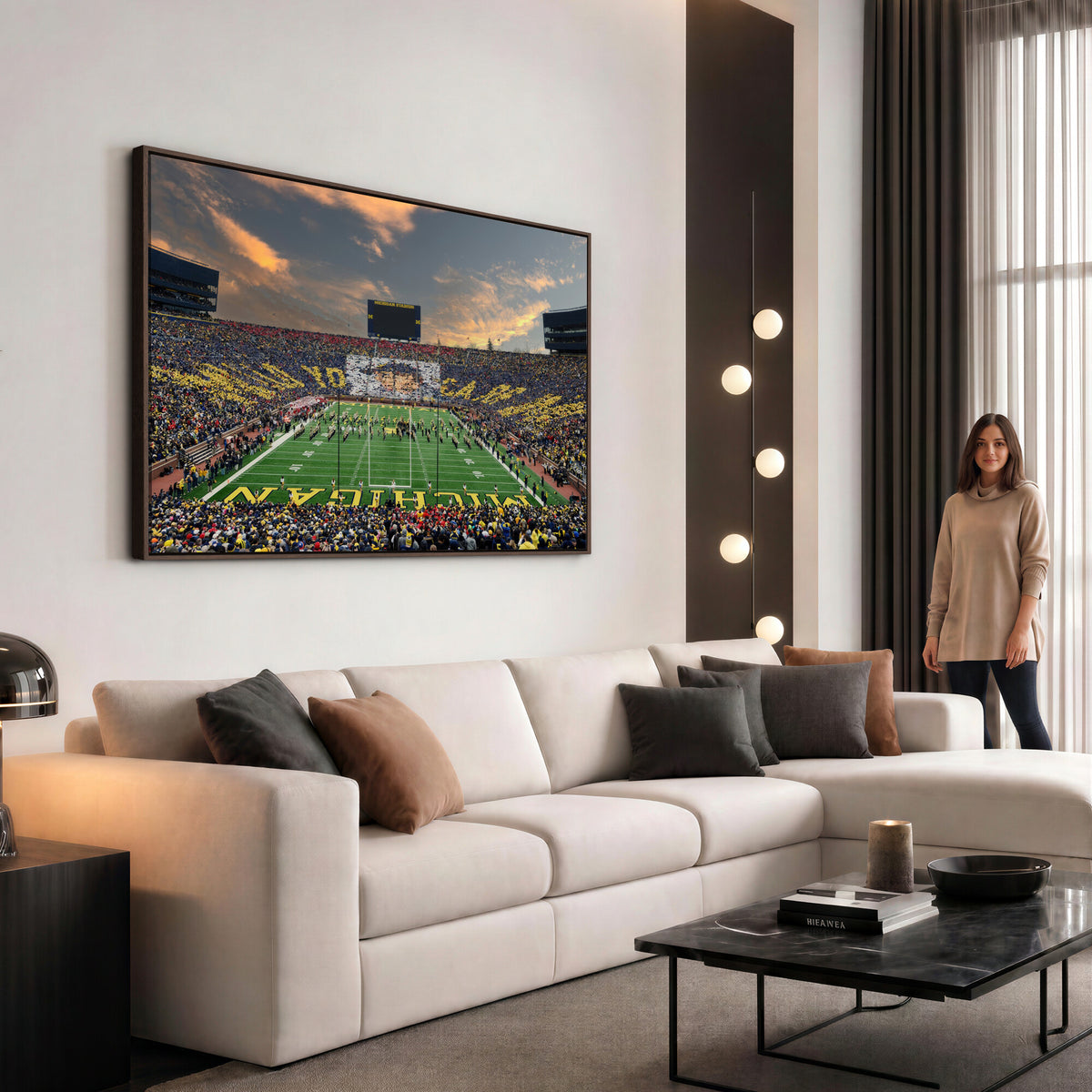81843-MGV-CV-36X24 - University of Michigan Wolverines Print Canvas, Football Team Print - Ann Arbor Michigan Stadium