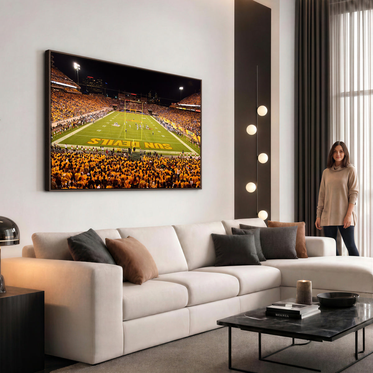 21588-MGV-CV-36X24 - ASU Sun Devils Football Team Print - Phoenix Mountain America Stadium Wall Art Canvas Print