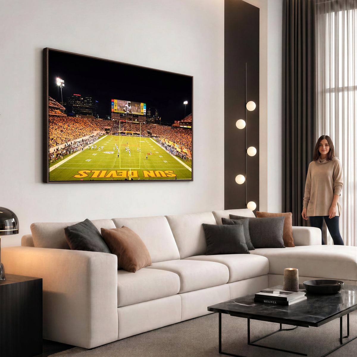 87612-MGV-CV-36X24 - ASU Sun Devils Football Team Print - Phoenix Mountain America Stadium Canvas Print