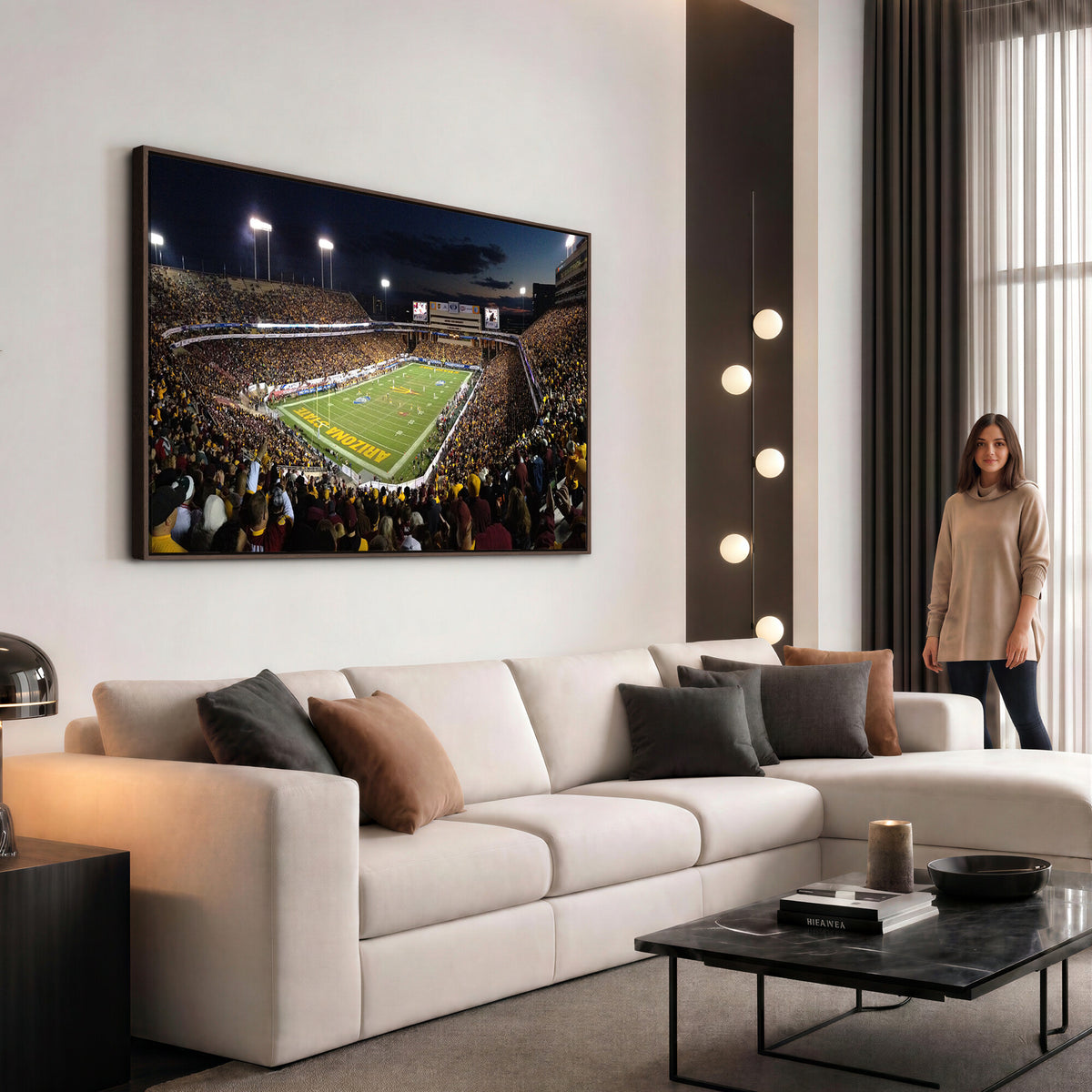 75716-MGV-CV-36X24 - ASU Sun Devils Football Team Print Canvas - Phoenix Mountain America Stadium Wall Art Canvas Print