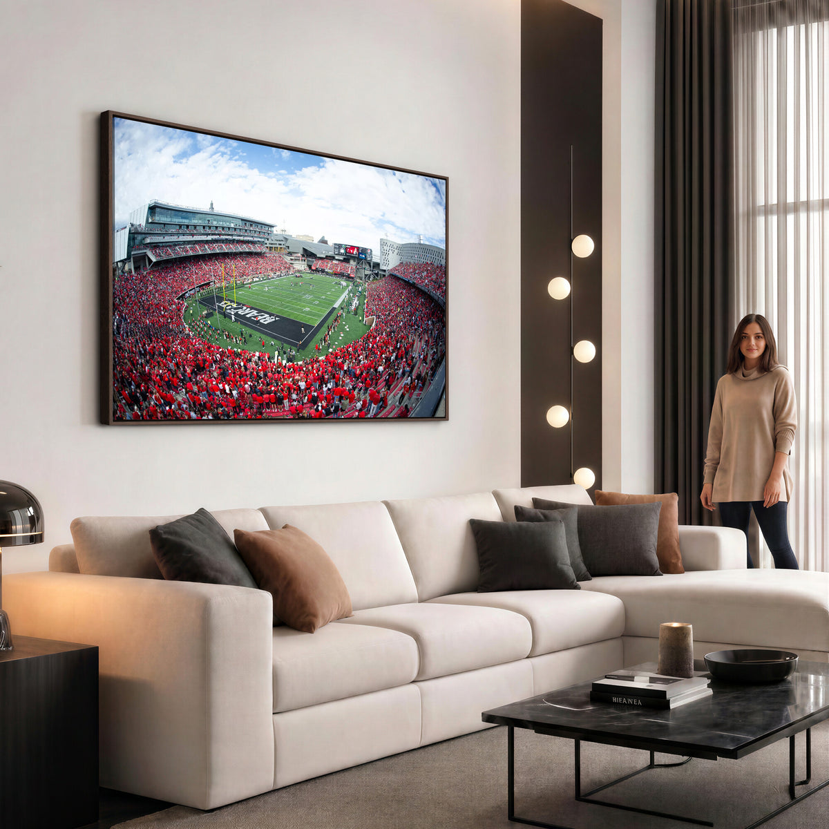 54070-MGV-CV-36X24 - Cincinnati Bearcats Football Team Print - Nippert Stadium Wall Art Canvas Print
