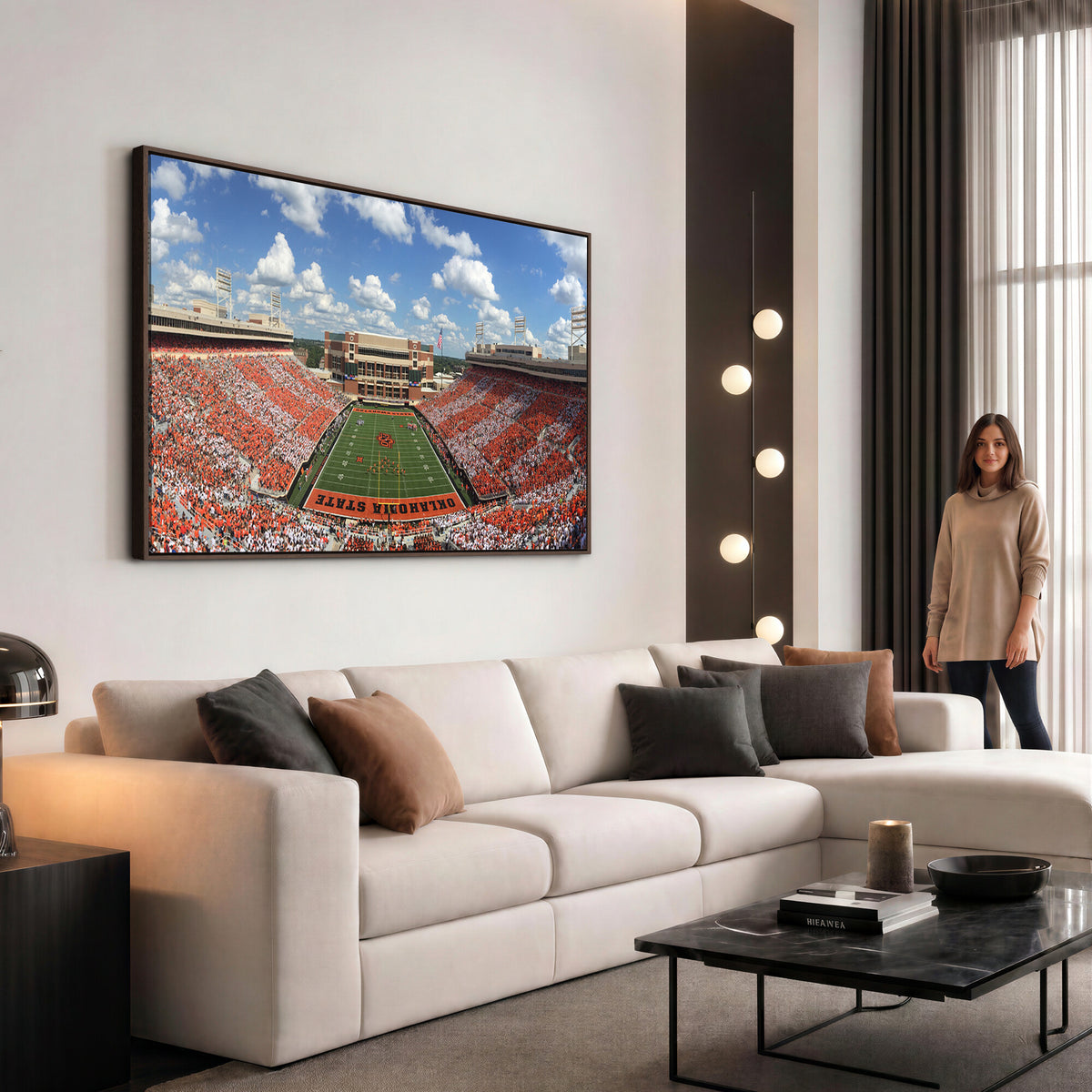 65192-MGV-CV-36X24 - Oklahoma State Cowboys Football Team Print - Stillwater Boone Pickens Stadium Wall Art Canvas Print
