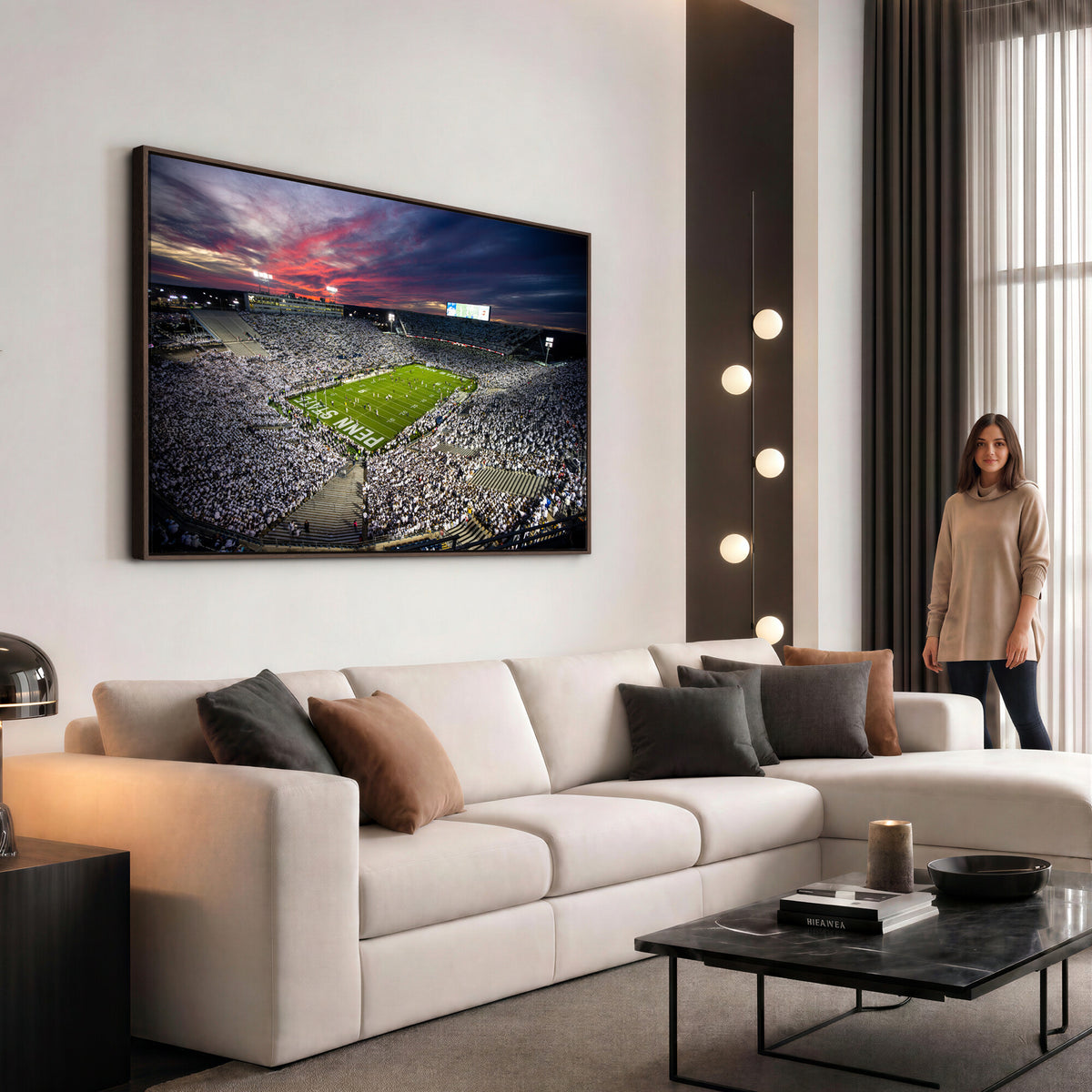 37304-MGV-CV-36X24 - Penn State Nittany Lions Football Team Print - University Park Beaver Stadium Art Canvas Print