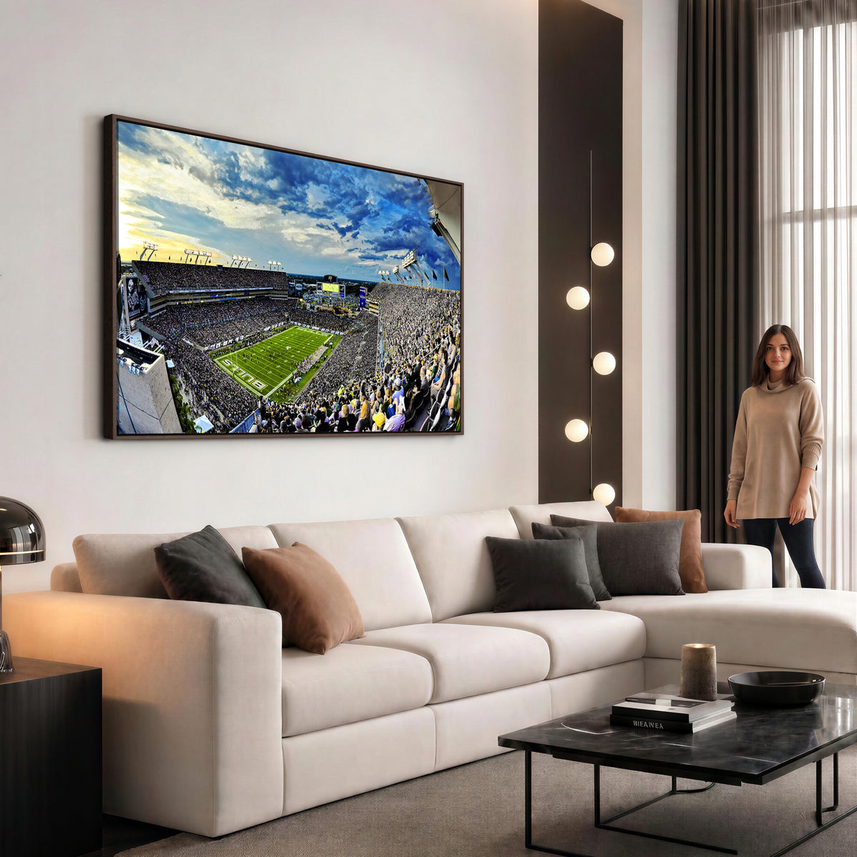 23788-MGV-CV-36X24 - Framed USF Bulls Football Team Print - Tampa Raymond James Stadium Wall Art Canvas Print