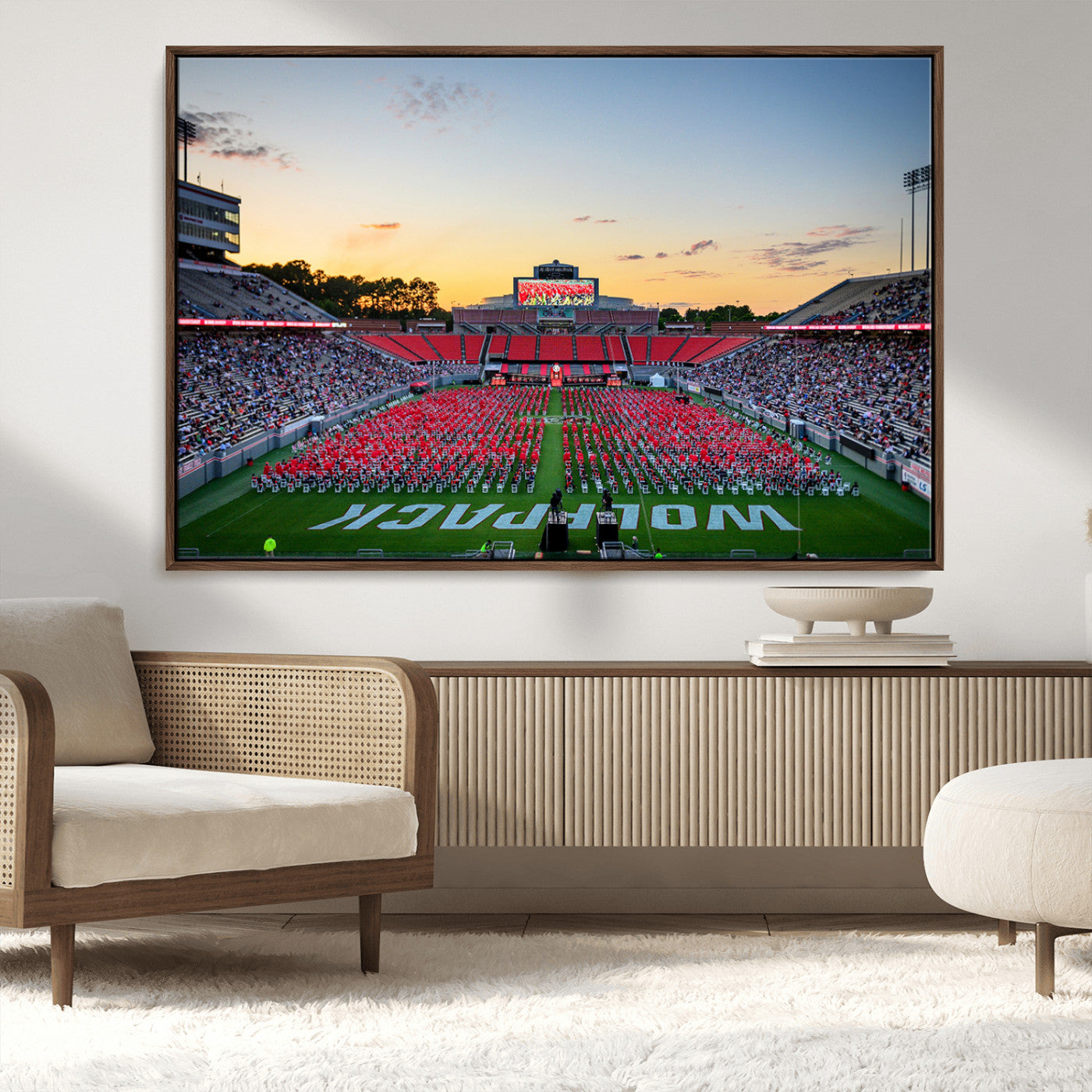MGV-FC-36X24 - NC State Wolfpack Football Team Print Wall Art - Raleigh Carter-Finley Stadium Wall Art Canvas Print