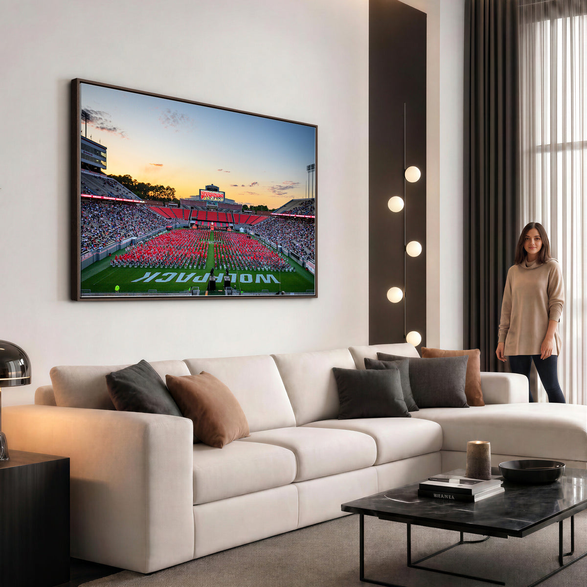35266-MGV-CV-36X24 - NC State Wolfpack Football Team Print Wall Art - Raleigh Carter-Finley Stadium Wall Art Canvas Print