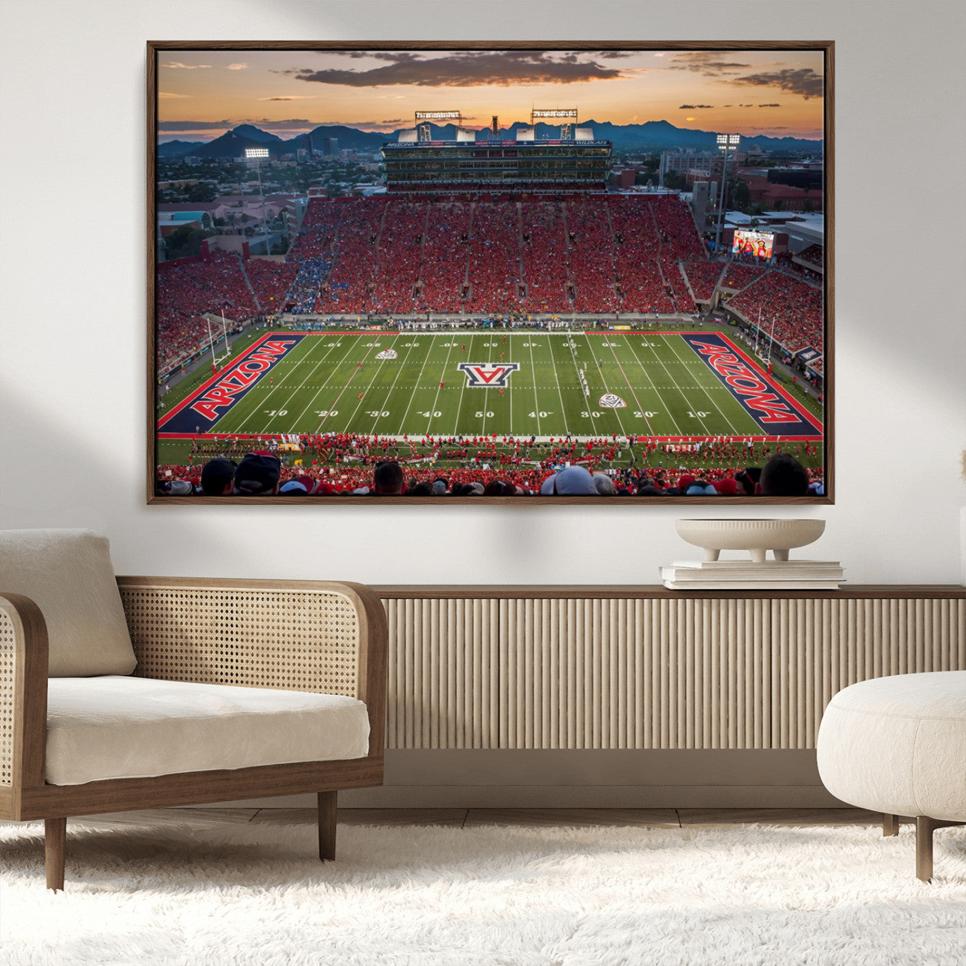 MGV-FC-36X24 - Framed Arizona Wildcats Football Team Print - Tucson Arizona Stadium Wall Art Canvas Print