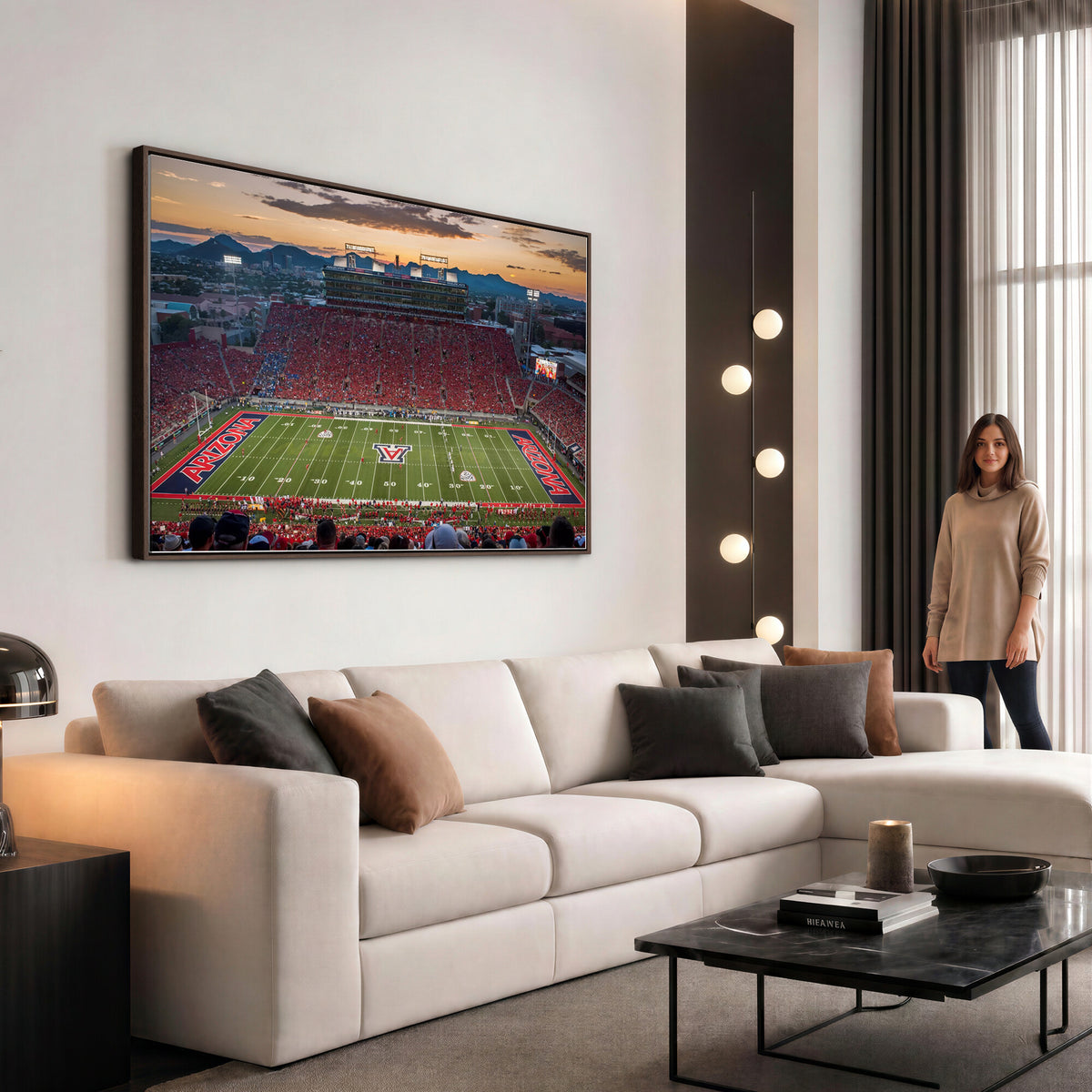 99722-MGV-CV-36X24 - Framed Arizona Wildcats Football Team Print - Tucson Arizona Stadium Wall Art Canvas Print