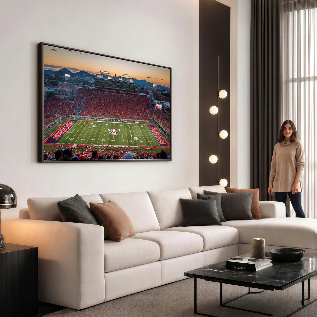 45563-MGV-CV-36X24 - Arizona Wildcats Football Team Print - Tucson Arizona Stadium Wall Art Canvas Print