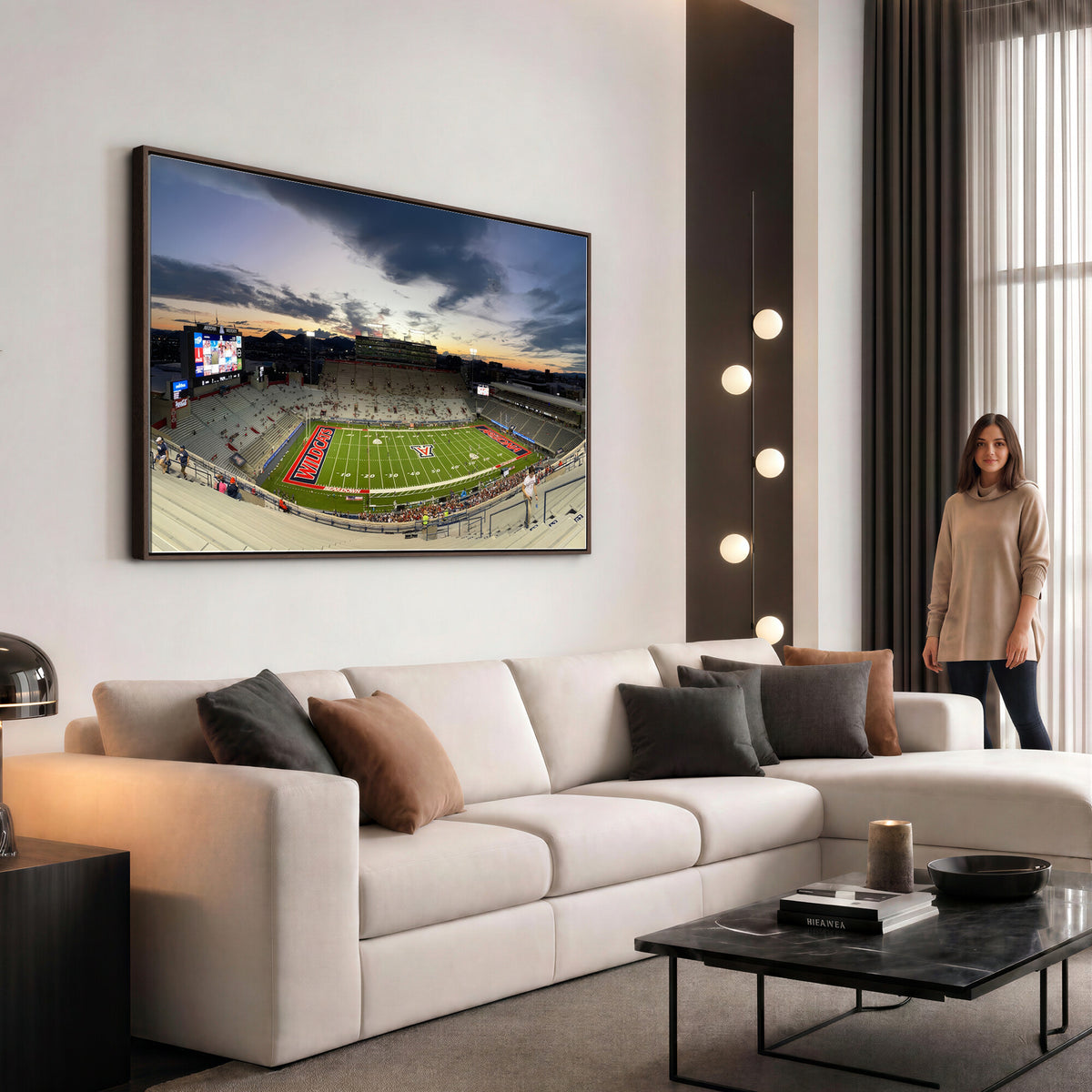 24339-MGV-CV-36X24 - Arizona Wildcats Football Team Print - Tucson Arizona Stadium Wall Art Canvas Print