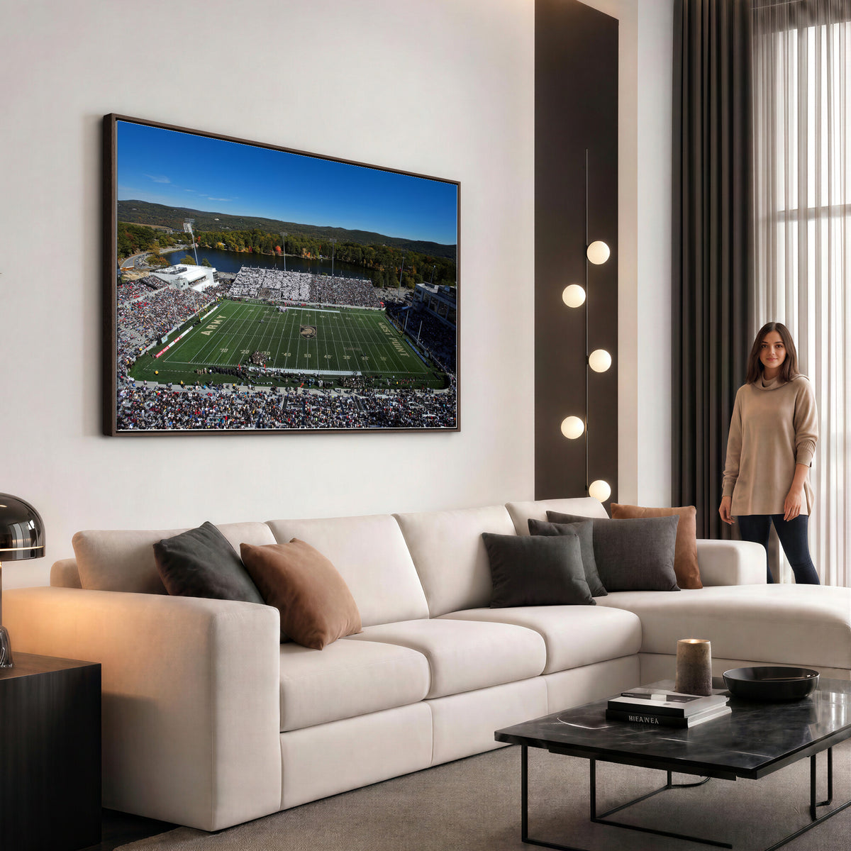52056-MGV-CV-36X24 - Army Black Knights Football Team Print - West Point Michie Stadium Wall Art Canvas Print