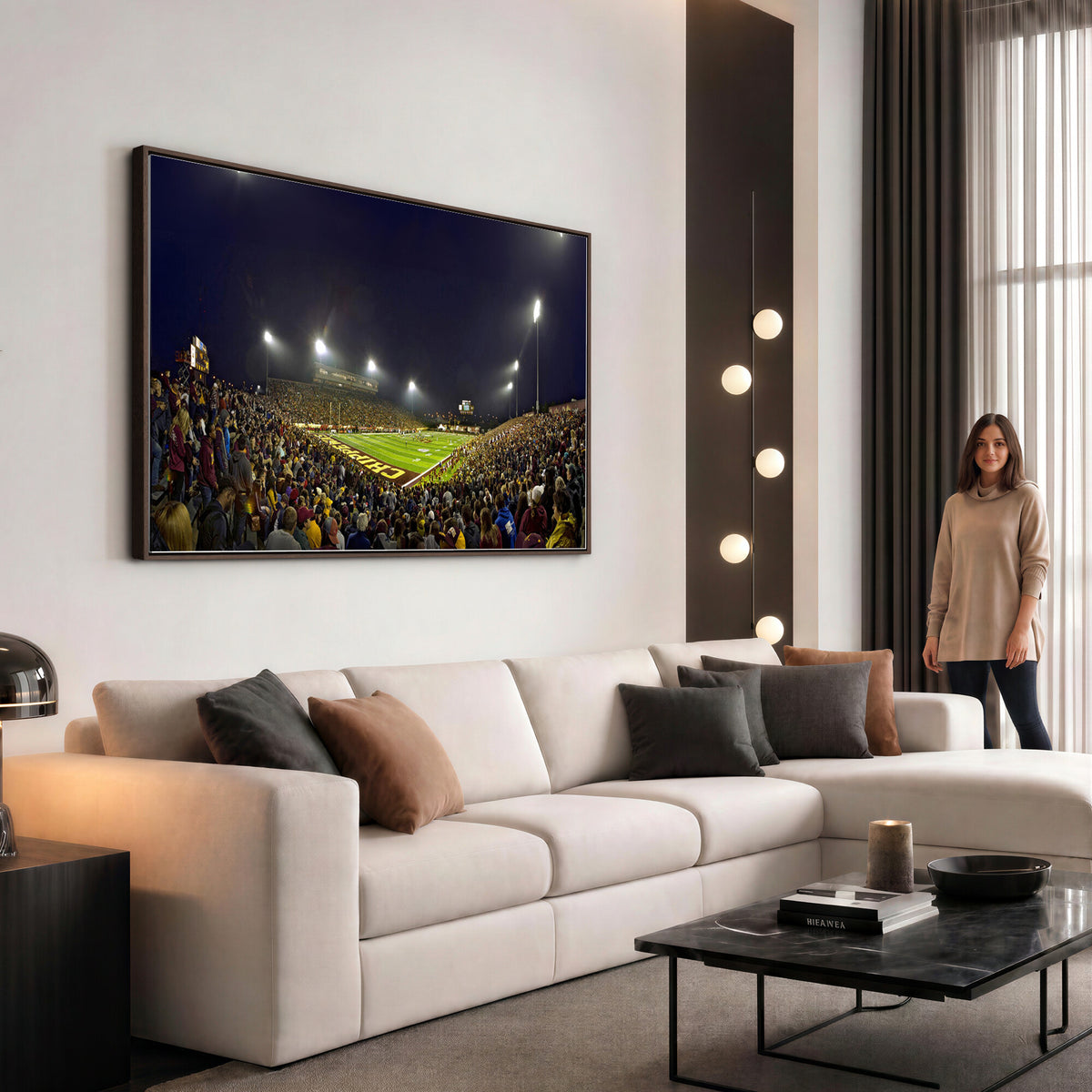 45619-MGV-CV-36X24 - Central Michigan University Chippewas Canvas Wall Art, Football Team Print - Mount Pleasant