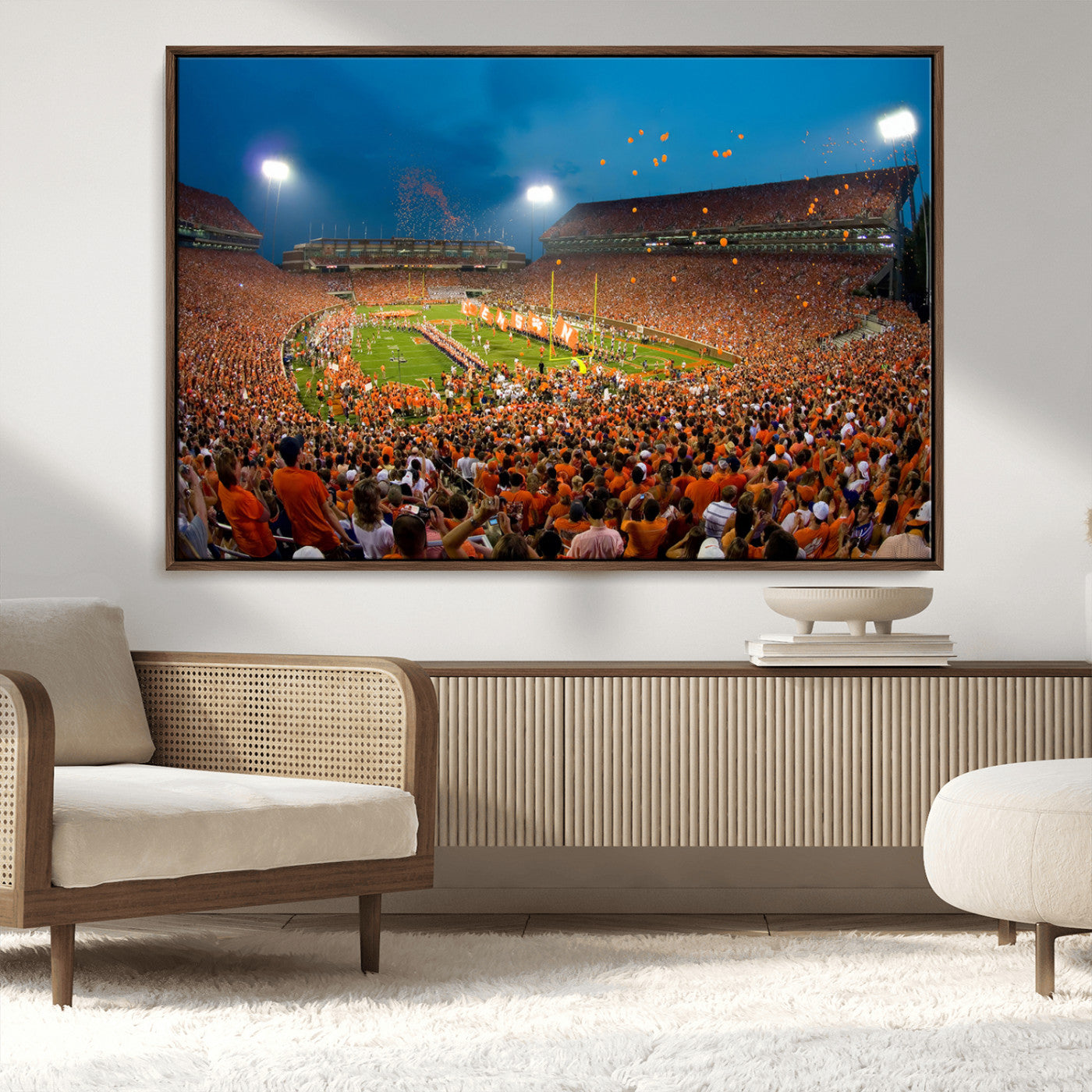 MGV-FC-36X24 - Clemson University Tigers Football Team Print - Clemson Memorial Stadium Wall Art Canvas Print