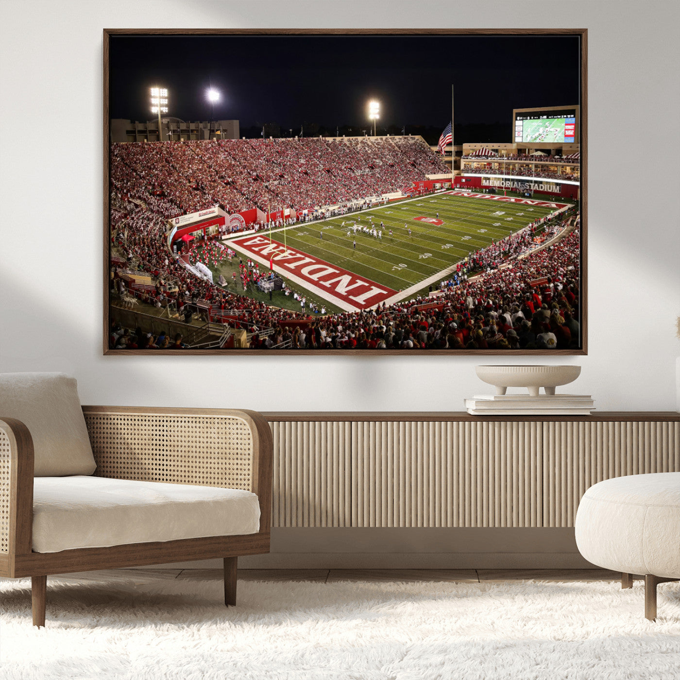MGV-FC-36X24 - Indiana University Hoosiers Football Team Print Canvas - Bloomington Memorial Stadium Wall Art