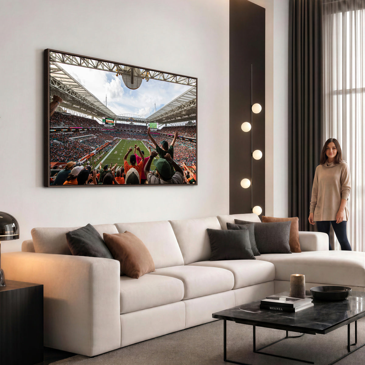 66239-PAN-FL-20X10 - Miami Hurricanes Football Team Wall Art Print - Miami Hard Rock Stadium Wall Art Canvas Print