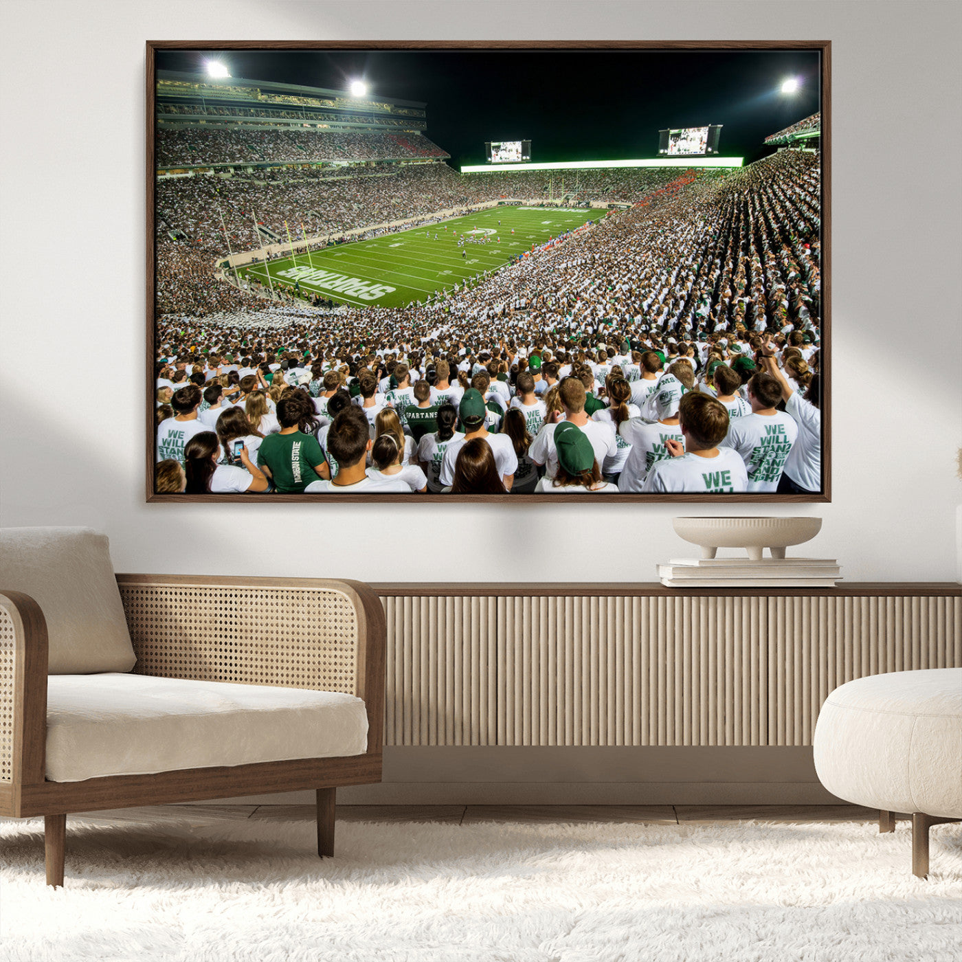 MGV-FC-36X24 - Michigan State Spartans Football Canvas Print - East Lansing Spartan Stadium Wall Art Canvas Print