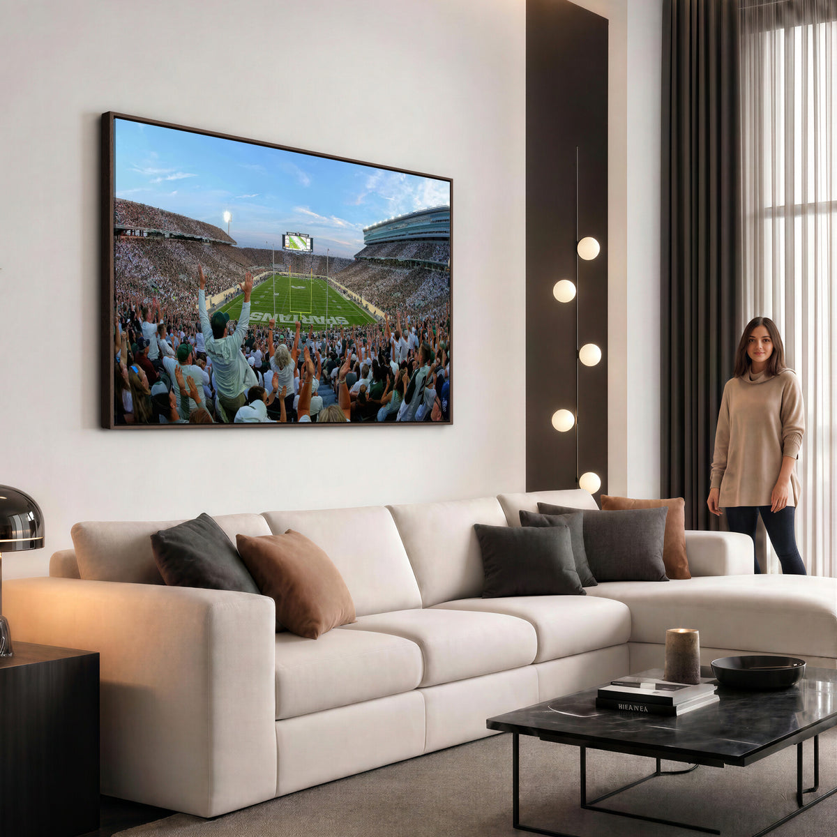 73105-PAN-FL-20X10 - Michigan State Spartans Football Team Art Print - East Lansing Spartan Stadium Wall Art Canvas Print