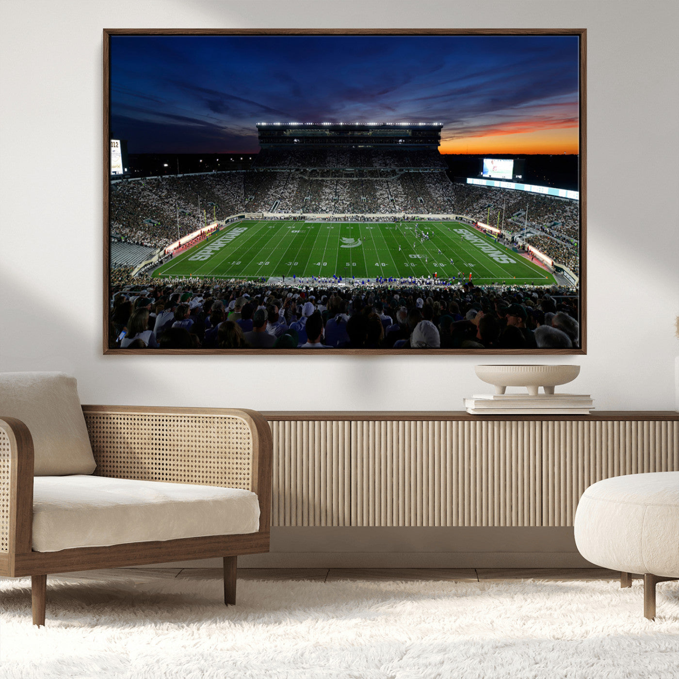 MGV-FC-36X24 - Michigan State Spartans Football Team Print - East Lansing Spartan Stadium Canvas Print