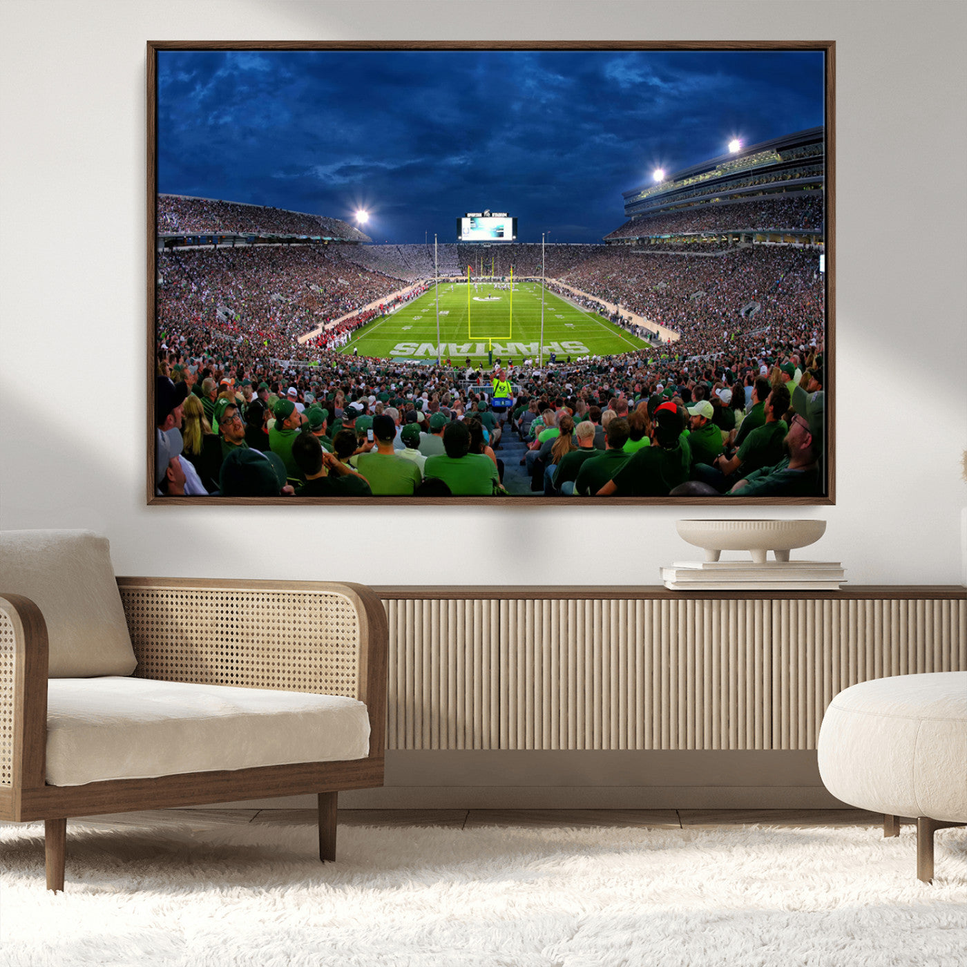 MGV-FC-36X24 - Michigan State Spartans Football Team Print - East Lansing Spartan Stadium Wall Art Canvas Print