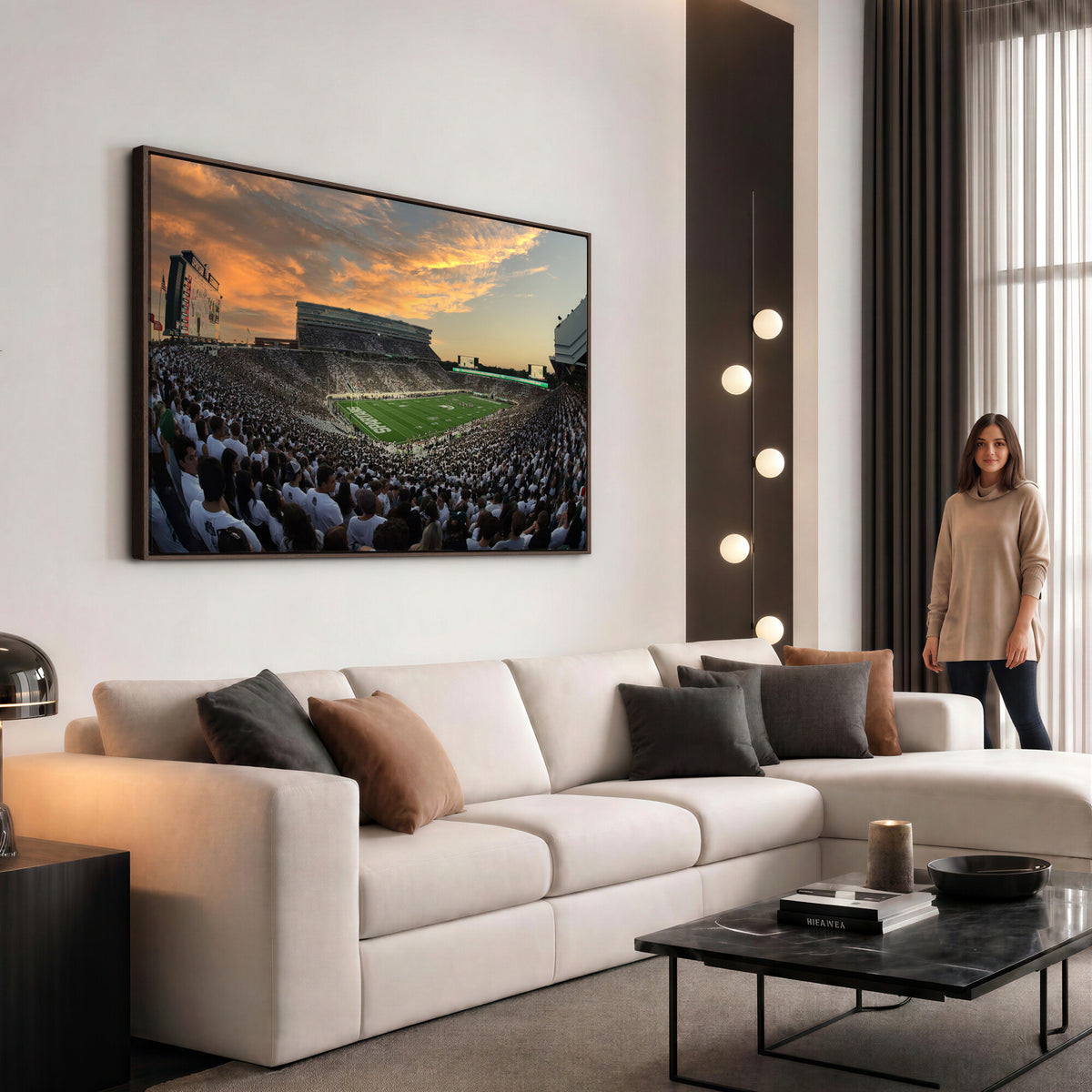 99155-PAN-FL-20X10 - Michigan State Spartans Football Team Print - East Lansing Spartan Stadium Wall Art Canvas Print