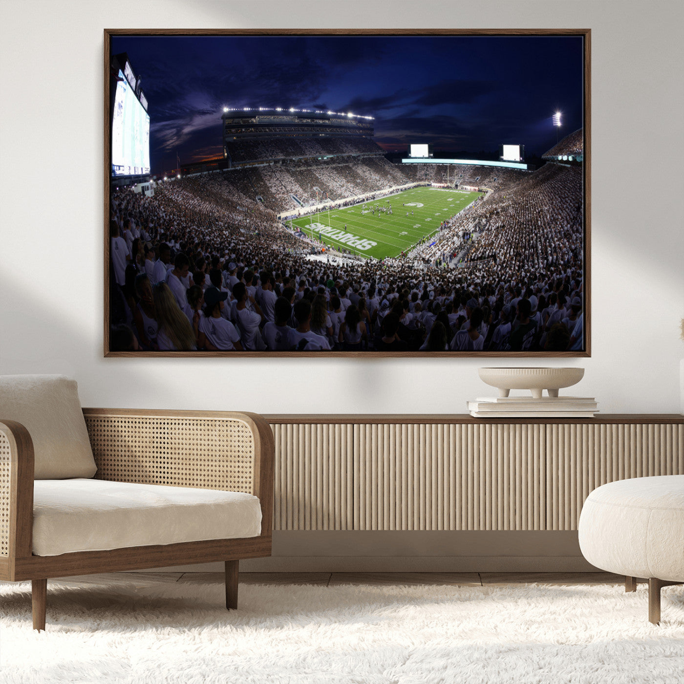 MGV-FC-36X24 - Michigan State Spartans Canvas, Framed Football Team Print - East Lansing Spartan Stadium Wall Art