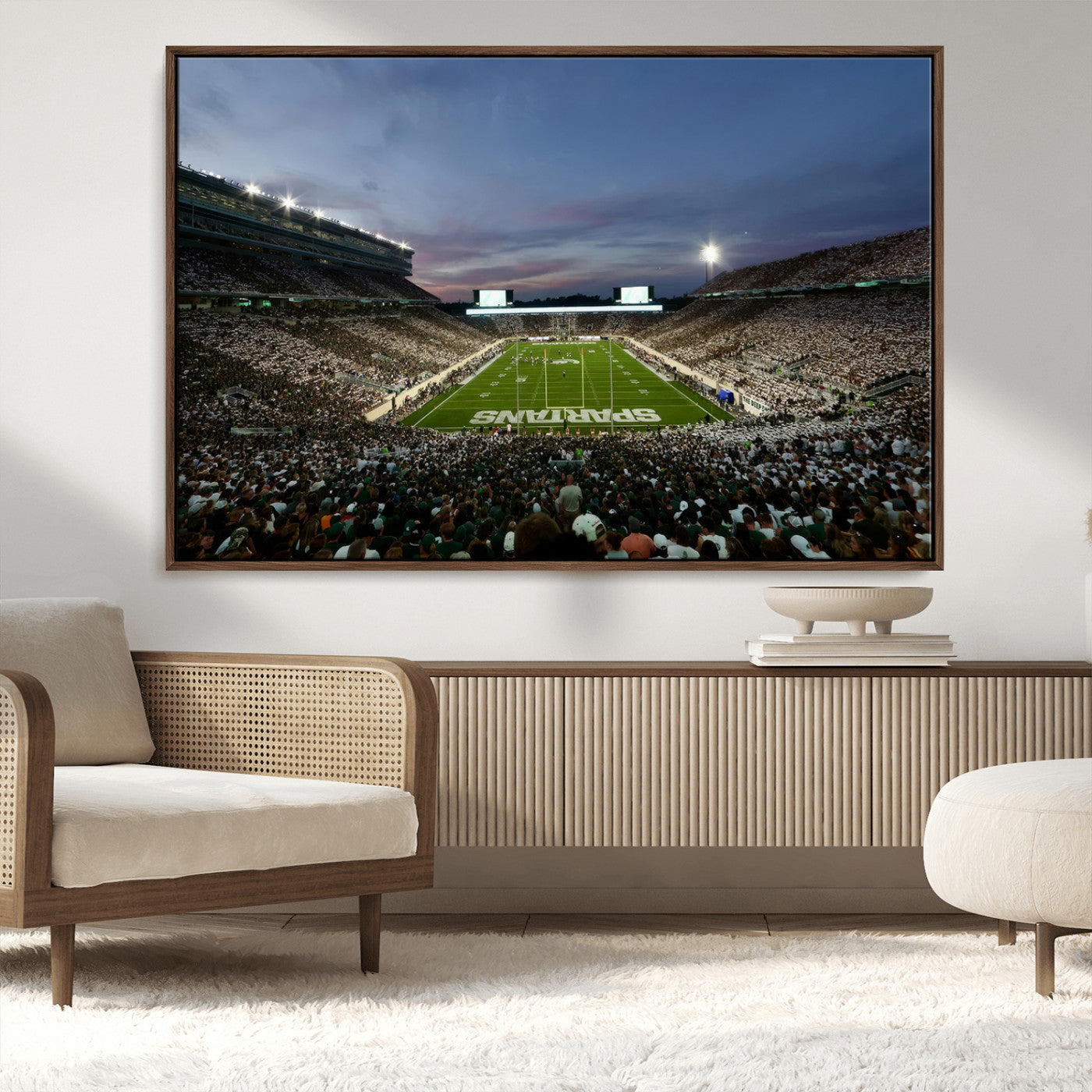 MGV-FC-36X24 - Michigan State Spartans Football Team Print - East Lansing Spartan Stadium Canvas Print